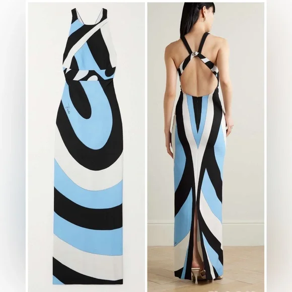 Emilio Pucci | Dresses | Pucci Openback Printed Stretchcrepe